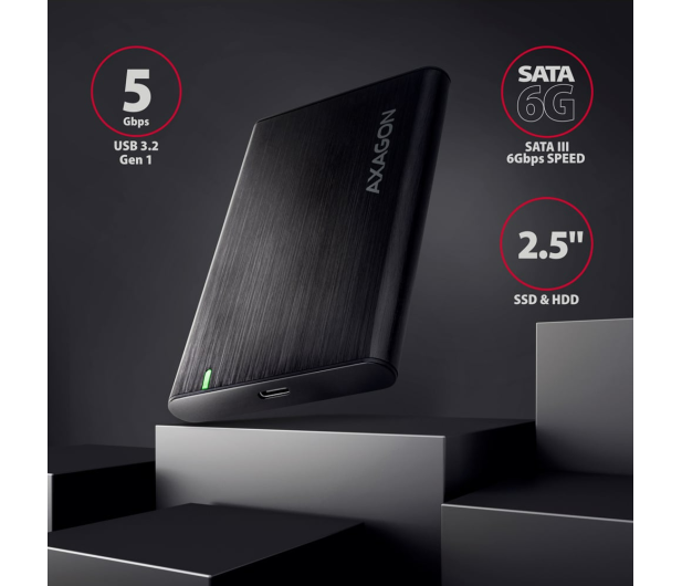 Axagon EE25-A6C, USB-C 3.2 Gen 1 - SATA 6G 2.5" RAW box, bezśrubowy - 1353410 - zdjęcie 3